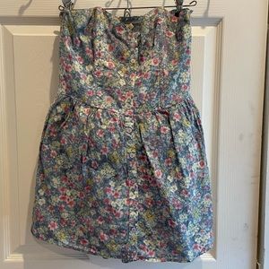 Strapless Corset Flower-printed Romper